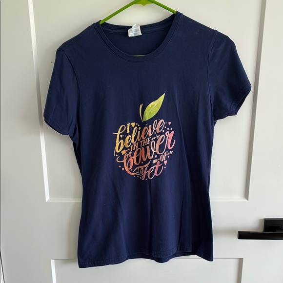 Tops | Navy Graphic Tshirt Power Of Yetgrowth Mindset | Poshmark